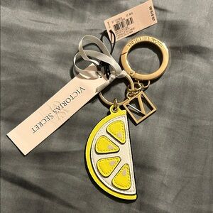 Victoria's Secret Yellow Lemon Key Holder with Gold Ring